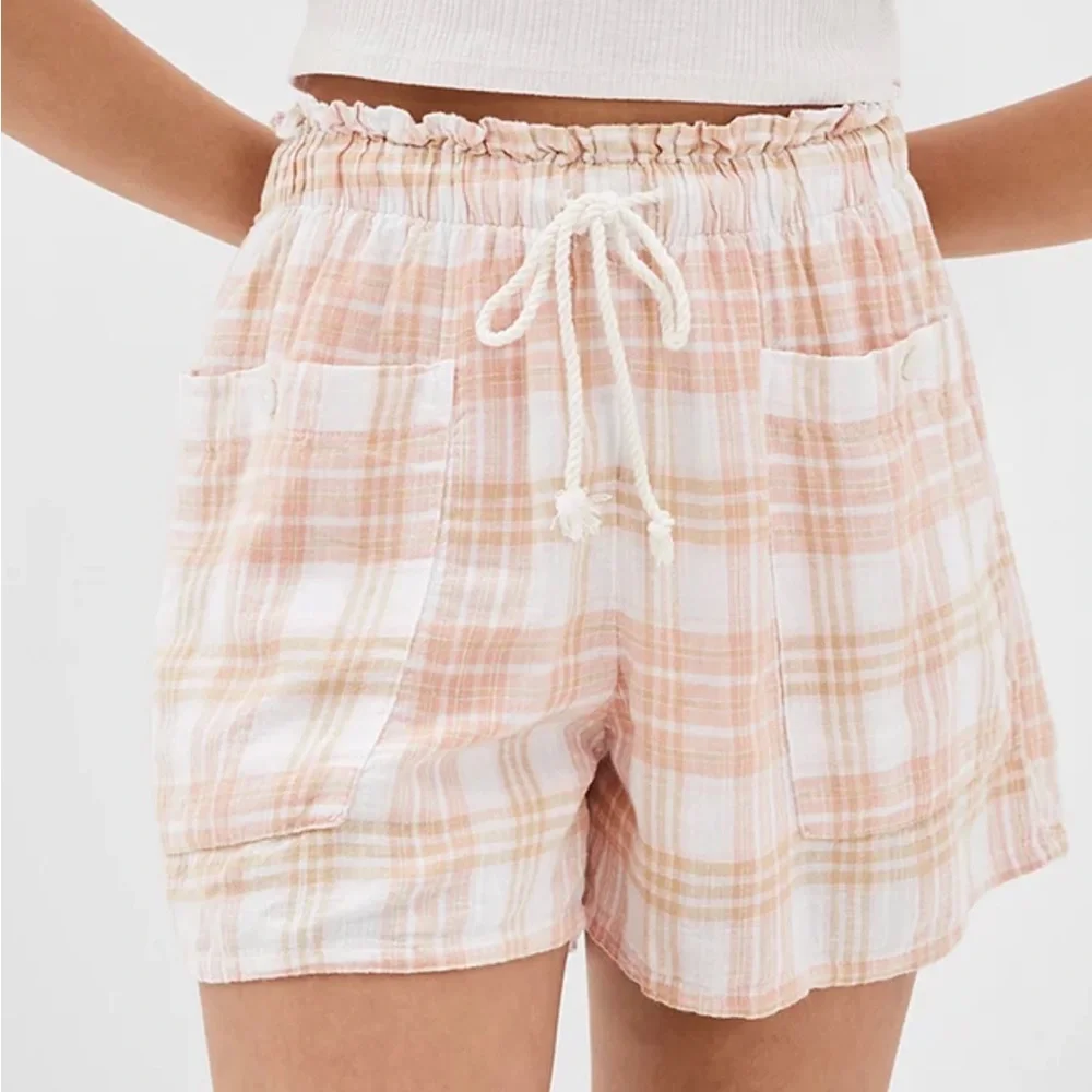NWT AE Pink Plaid Beach Shorts